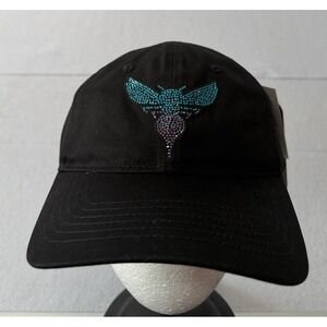 NBA Charlotte Hornets Pro Standard Rhinestone Strapback Hat Bling Black NWT
